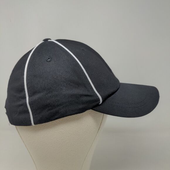 Unbranded Men's Strapback Hat Black Adjustable Blank White Stripes - Picture 4 of 6